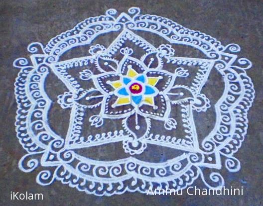 Rangoli: Margazhi  kolam on road-9