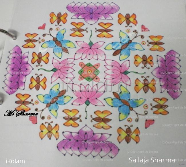 Rangoli: Lotus-Butterfly Kolam