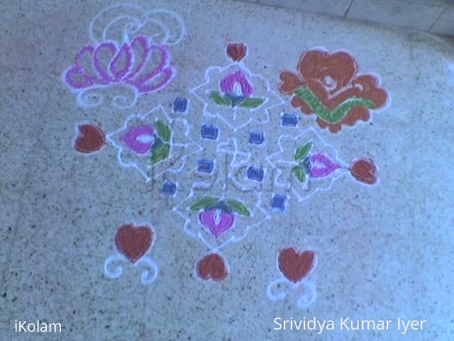 Rangoli: Happy Valentine's Day 2012  - Valentine Flower Kolam 17-1 (Ner Pulli)