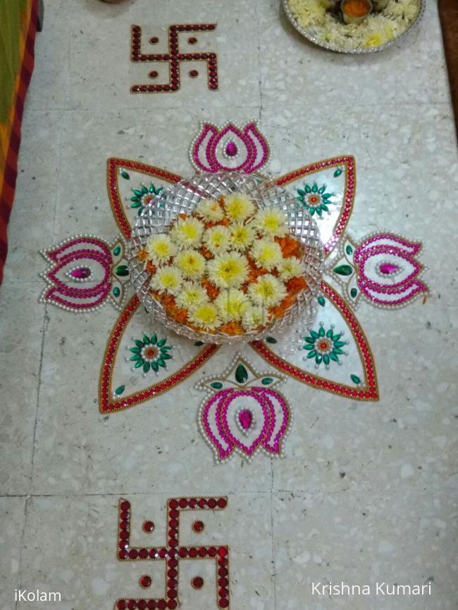 Rangoli: Kundan and floral rangoli