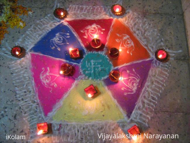 Rangoli: Diwali rangoli at night