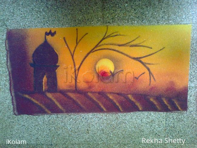 Rangoli: My niece Miss Raksha Shetty's free hand rangoli 1