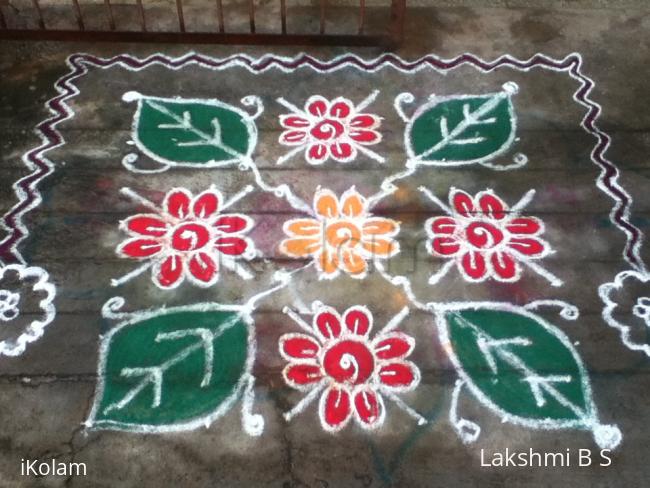 Rangoli: red flowers