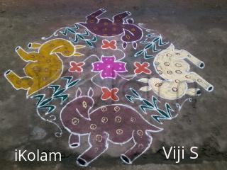 Rangoli: beautiful deer kolam 