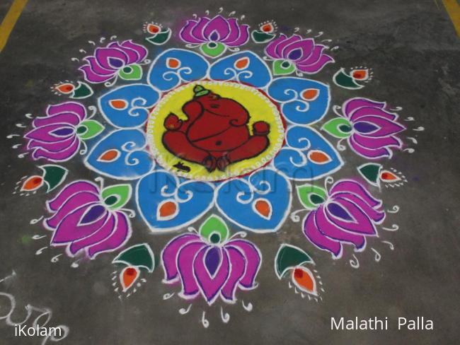 Rangoli: My Vinayaka Chavithi Rangoli for competition at our apartments