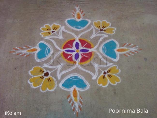 Rangoli: Diyas and flowers