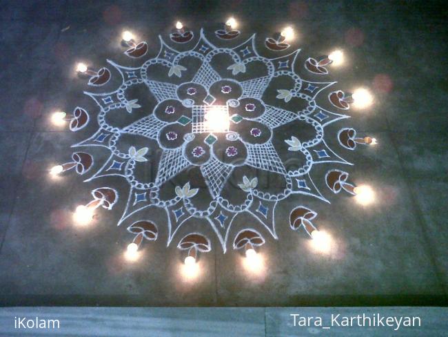 Rangoli: karthigai deepam with diya