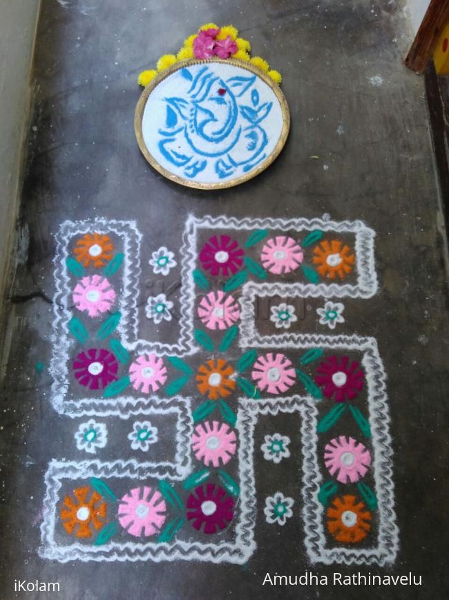 Rangoli: Ganesh with Swastik