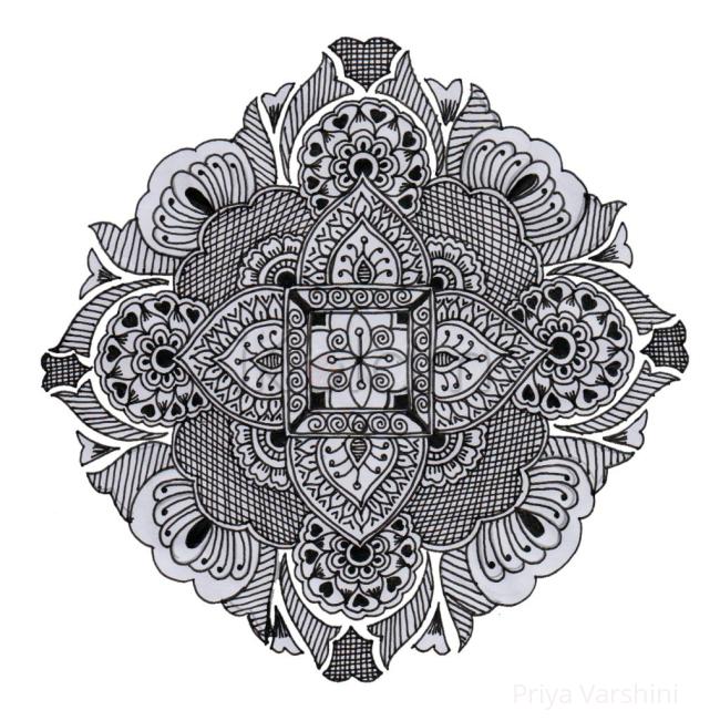 Rangoli: Black & white Simple rangoli