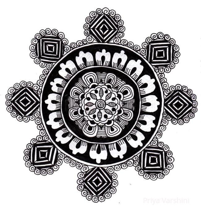 Rangoli: Simple Rangoli Black and white 