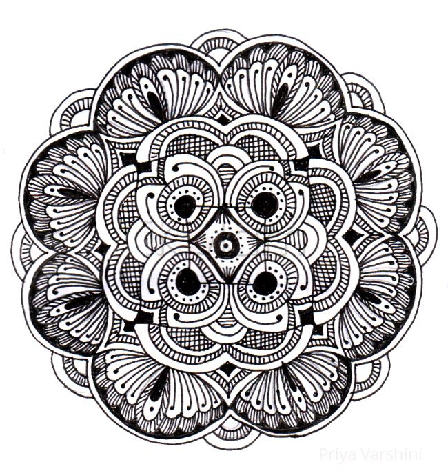 Rangoli: Black & white Simple rangoli