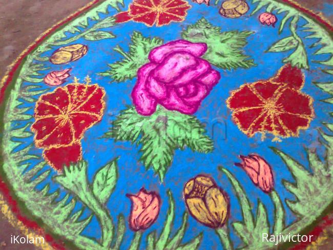 Rangoli: rose and buds