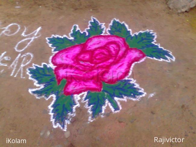 Rangoli: pink rose