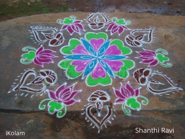 Rangoli: deepam with lotus