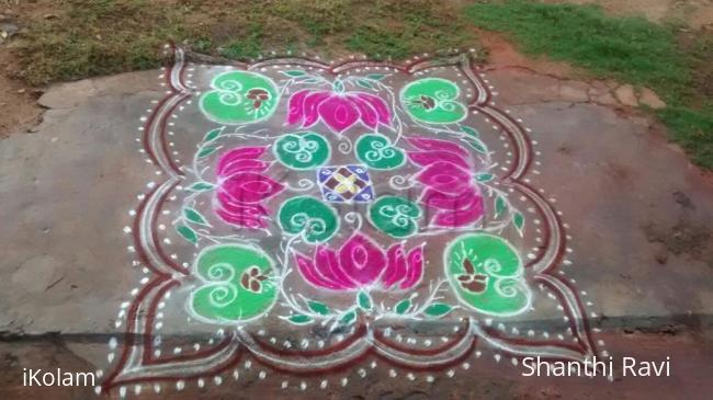 Rangoli: lotus leaves and flowers