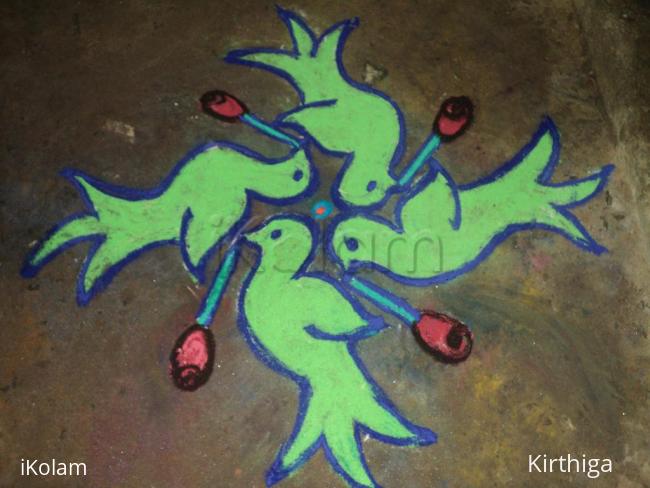 Rangoli: parrot kolam