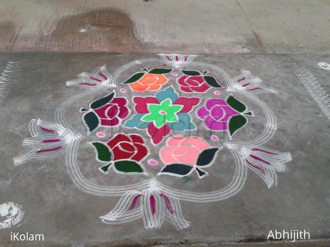 Rangoli: Garden of Roses celebrating Pongal.....