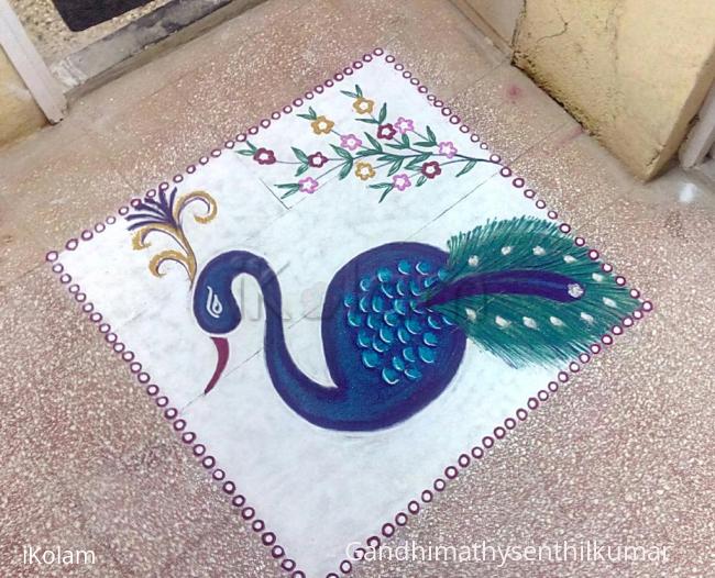 Rangoli: National bird on Diwali