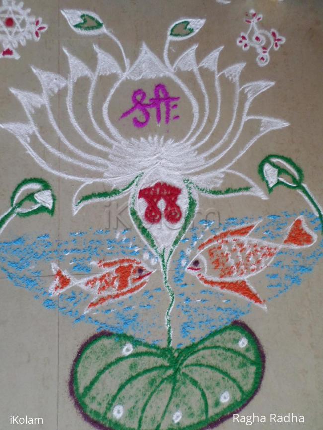 Rangoli: white lotus