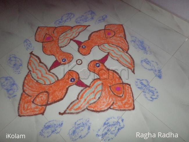 Rangoli: Flying Fire(ORANGE) Birds.