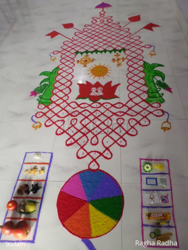 Rangoli: CHARIOT IN CHIKKU(O.I.) FOR RATHA SAPTHAMI