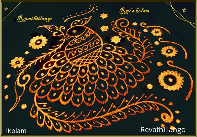 Rangoli: Rev's new peacock design.