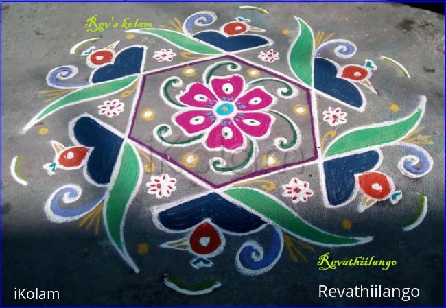 Rangoli: Rev's easy bird kolam.