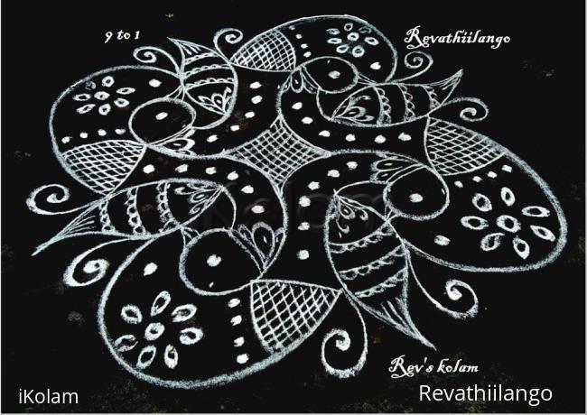 Rangoli: Rev's black & white peacocks for valentine's day.