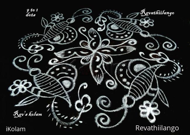 Rangoli: Rev's white butterfly kolam.