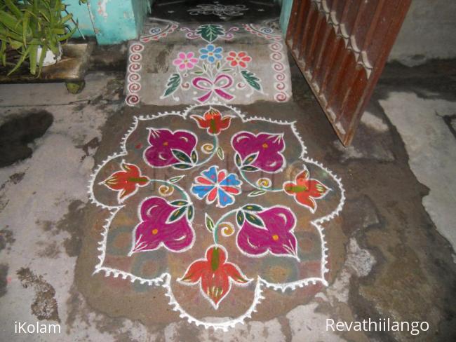 Rangoli: Flower kolam. Kolam.