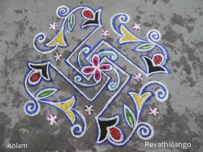 Rangoli: Swesthik kolam.