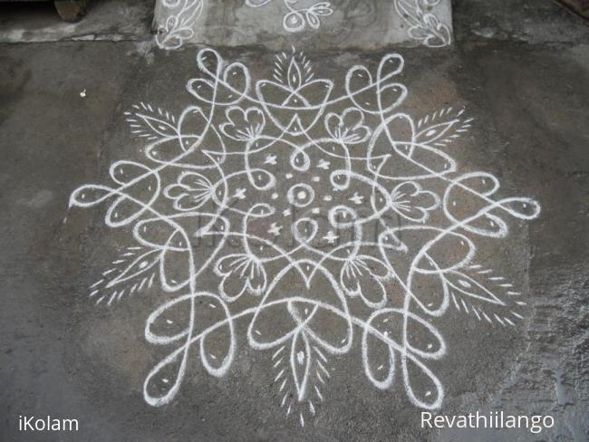 Rangoli: Aadi velli  star chikku cum deepam kolam. Newly created.