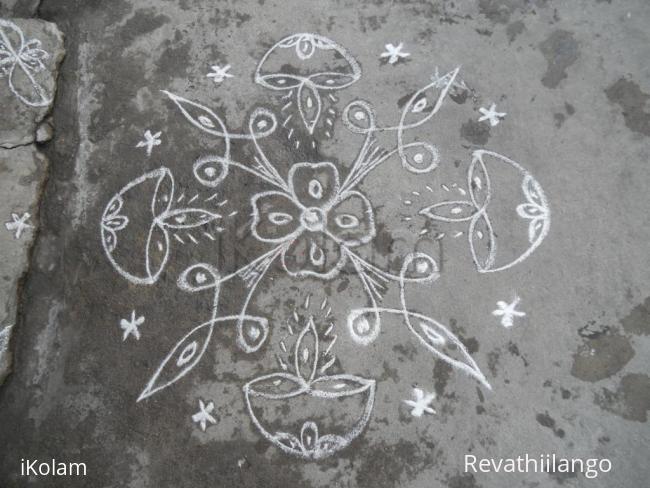 Rangoli: Deepam kolam for Aadi.