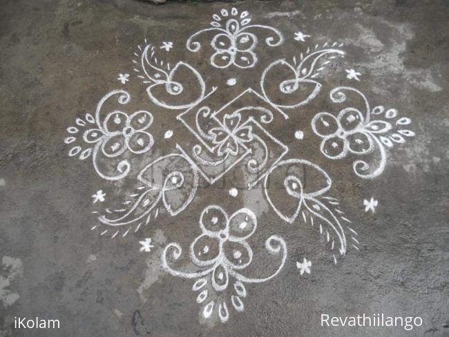 Rangoli: Swesthik deepam kolam.