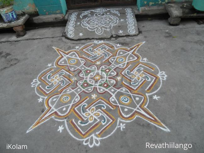 Rangoli: Rev's chikku & swesthik new kolam.