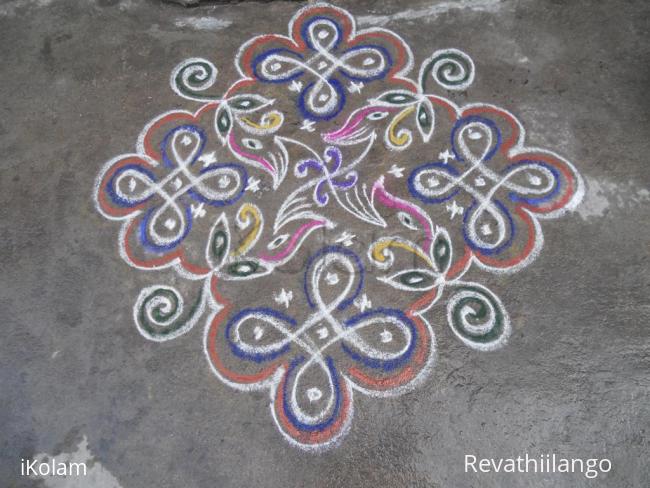 Rangoli: Rev's chikku with designs.