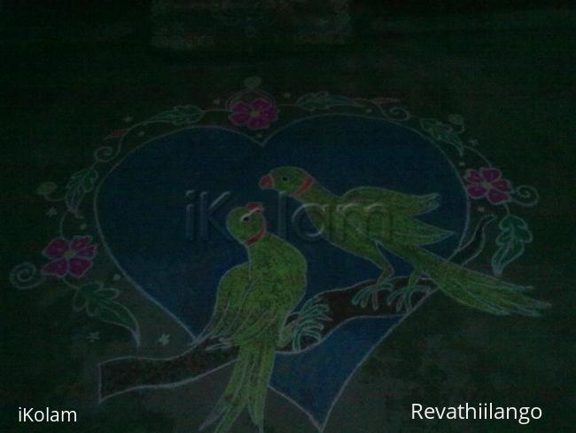 Rangoli: Valentine. My daughter's wedding kolam.