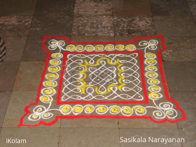 Rangoli: red and yellow