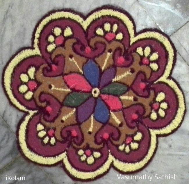 Rangoli: Beginner's freehand rangoli with colours