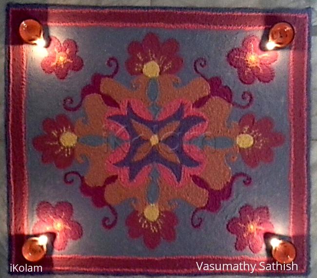 Rangoli: Designer mat rangoli with 11-1 straight dots