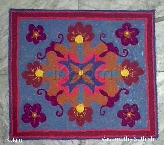 Rangoli: Designer mat rangoli without diya in light