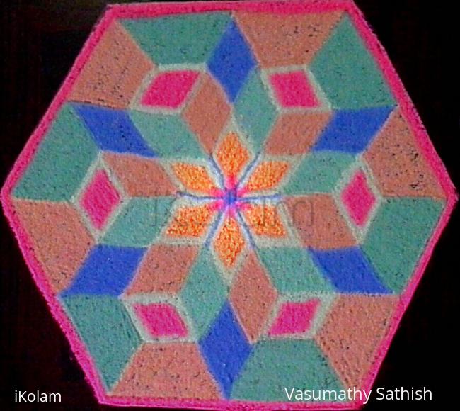 Rangoli: 3D- Star Rangoli with 7-4 interlaced dots