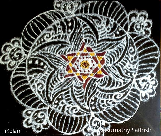 Rangoli: Inspirational  Star Kolam in my pooja slab