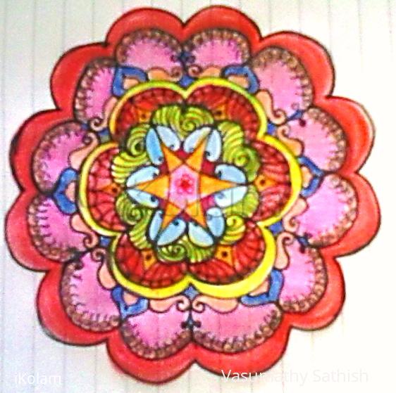 Rangoli: Freehand paper rangoli with colours