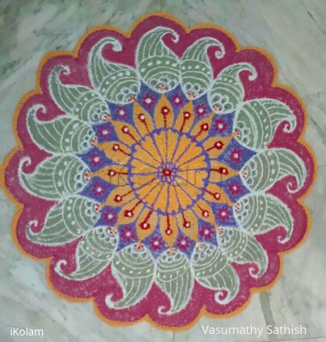 Rangoli: Freehand  Mandala  with colours 