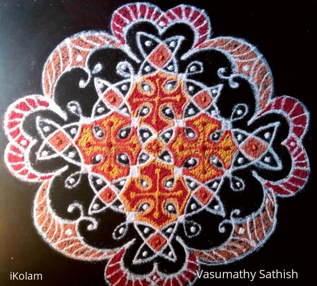 Rangoli: Simple Chikku with 10 dots 2lines  till 2 dots ( straight dots ).