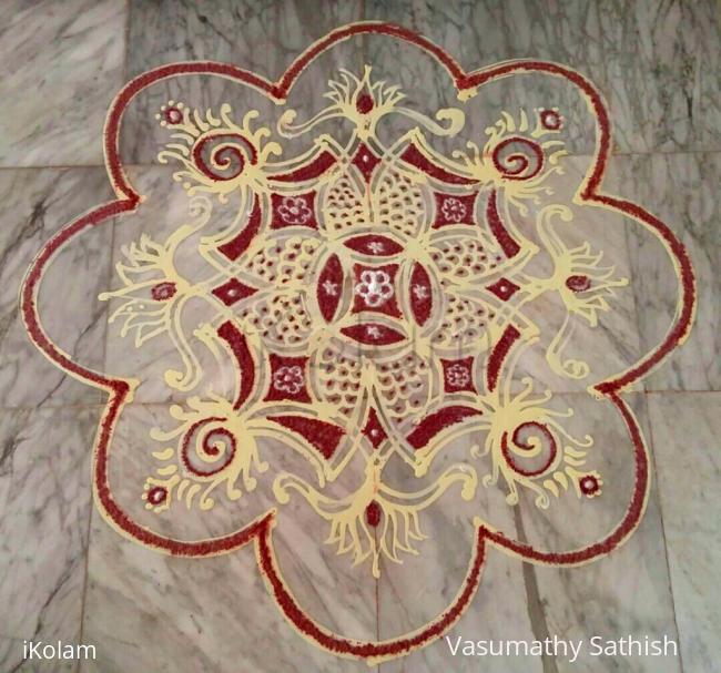 Rangoli: Dotted Padi Kolam with rice batter