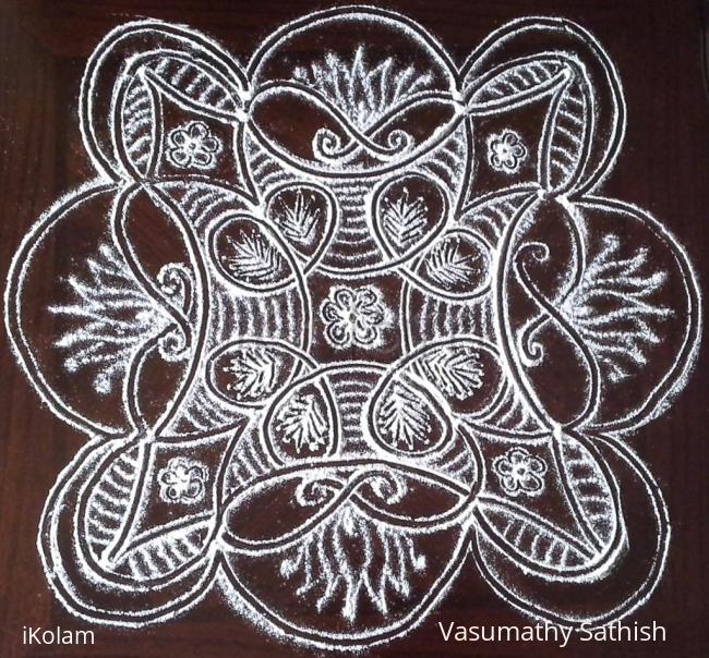 Rangoli: Small padi kolam with rice flour