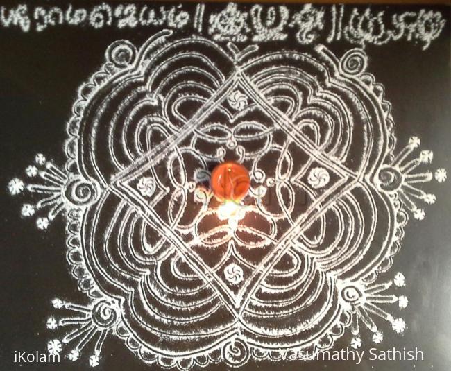 Rangoli: freehand rangoli with rice flour