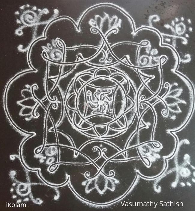 Rangoli: Beginner's Dotted Iyengar Padi Kolam 07 (5-5 straight dots ).